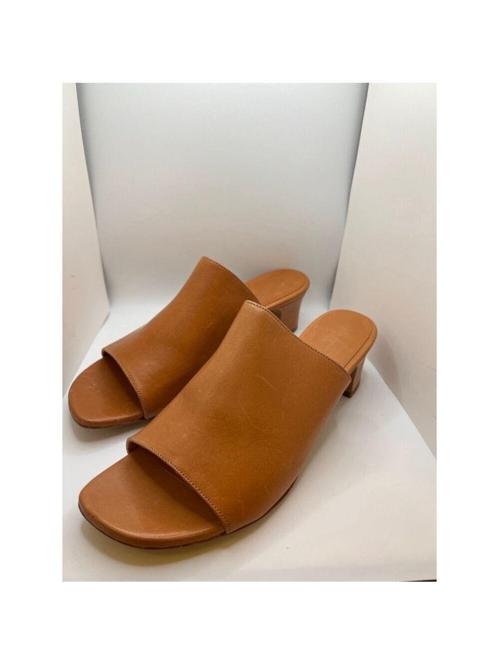 NWT Mansur Gavriel Brown Leather Mules Size 9